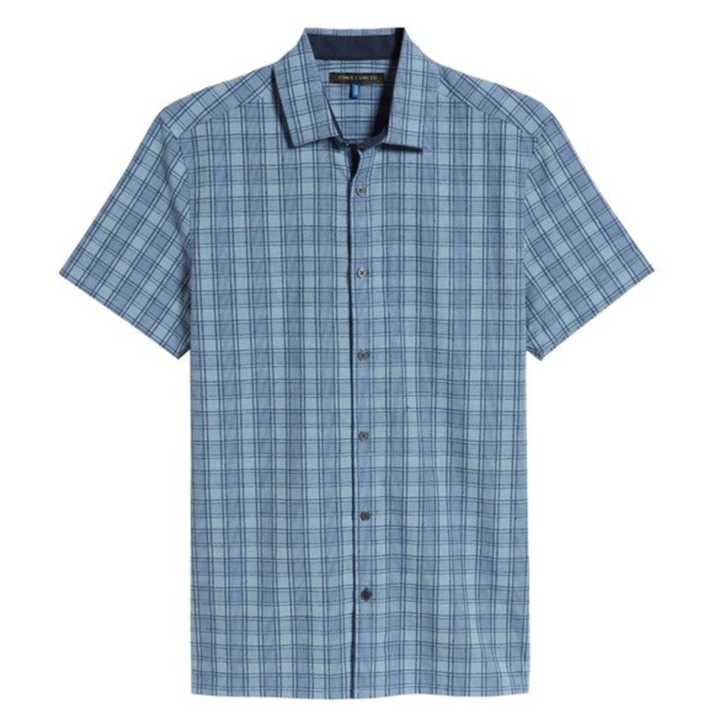 NWT Vince Camuto Slim Fit Mix Media Plaid Shirt